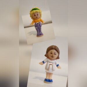 Vintage 1990 Polly Pocket Bluebird Polly's Hair Salon Figures- Blonde & Brunette